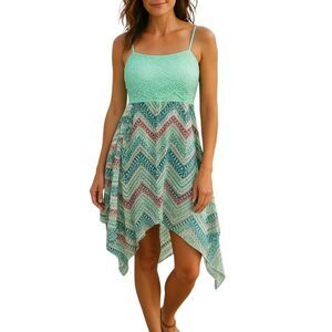 No Boundaries Maxi  Dress Size M  Light Green Floral Walk-Through   #31